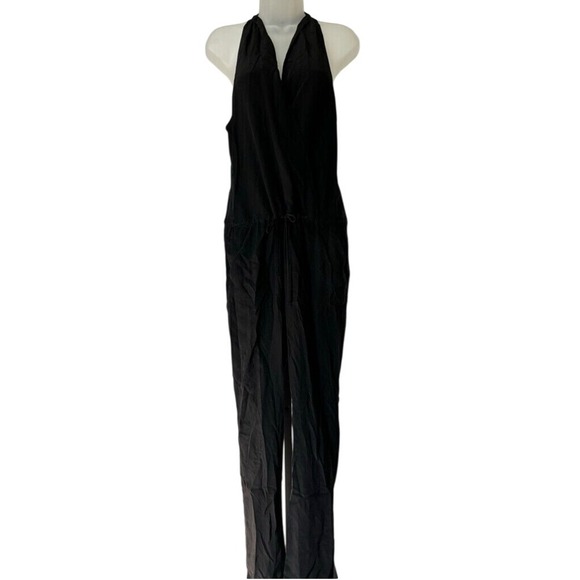 Rory Beca Black 100% Silk Halter Jumpsuit Sz S Minimalist Natural Fibers Chic - Picture 1 of 13